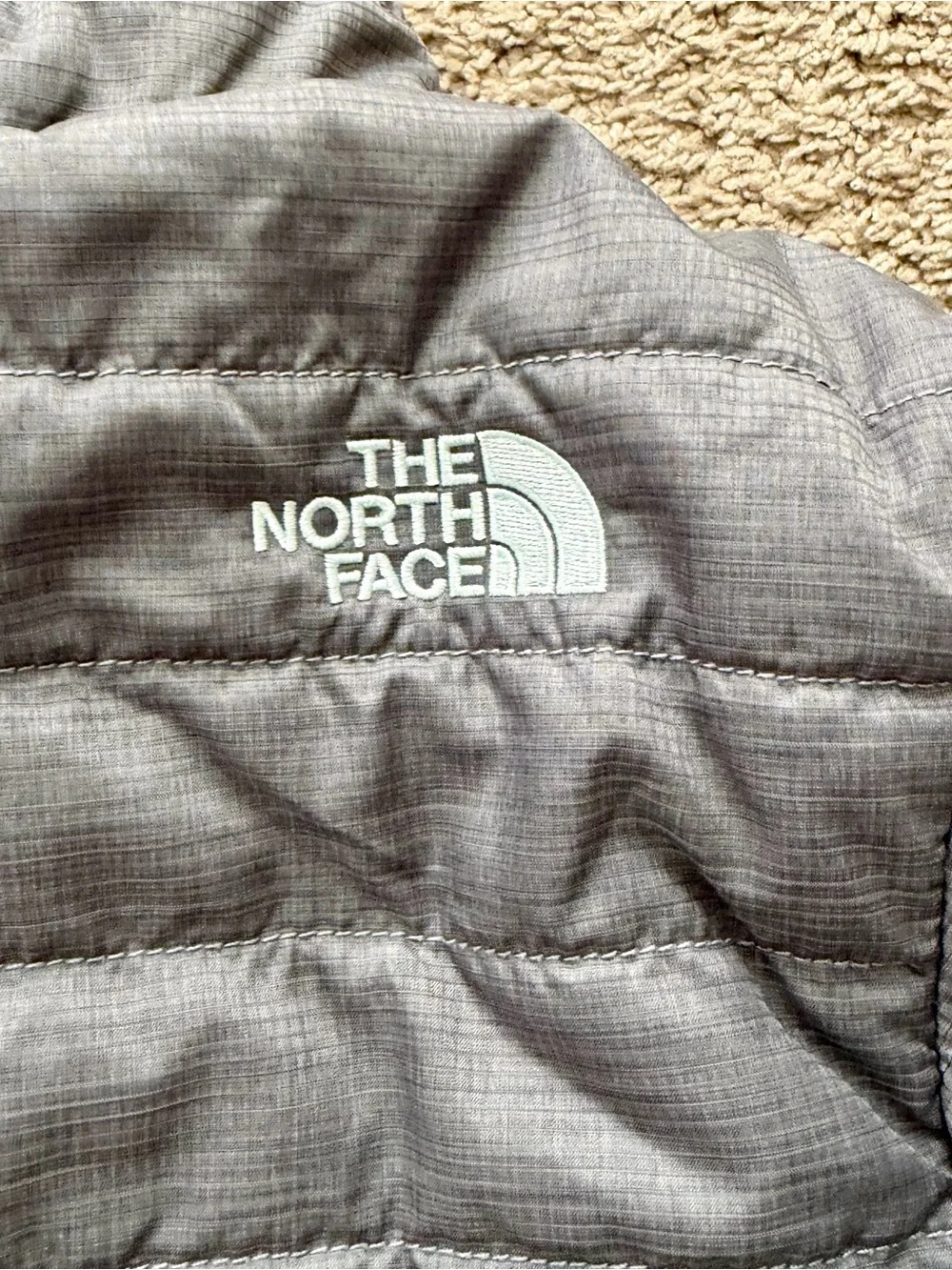 The North Face Kids Sz 10/12 Reversible Jacket Gray Green Puffer Fleece Coat